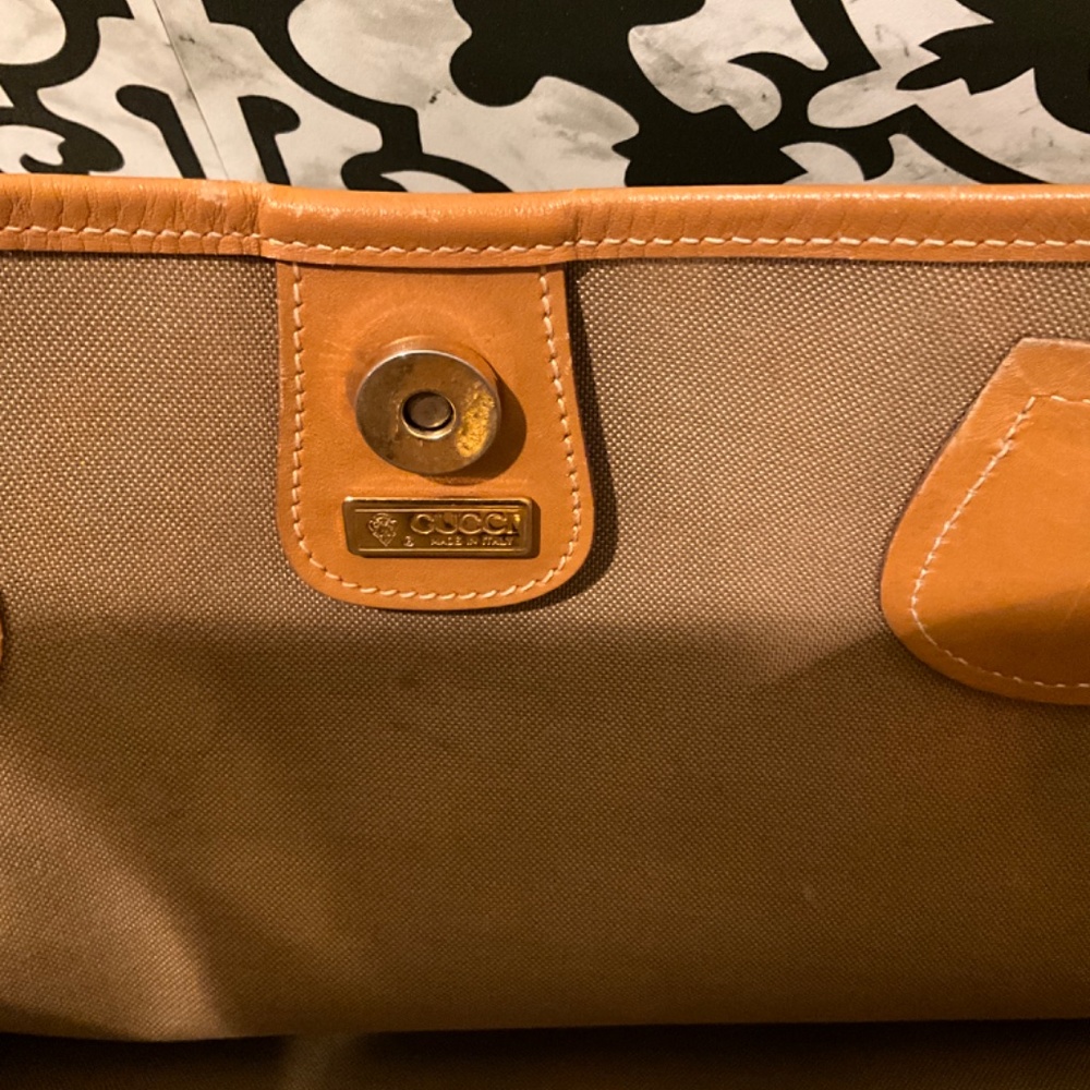 GUCCI Sherry Vintage Tote Micro GG PVC Beige Authentic - Picture 8 of 11